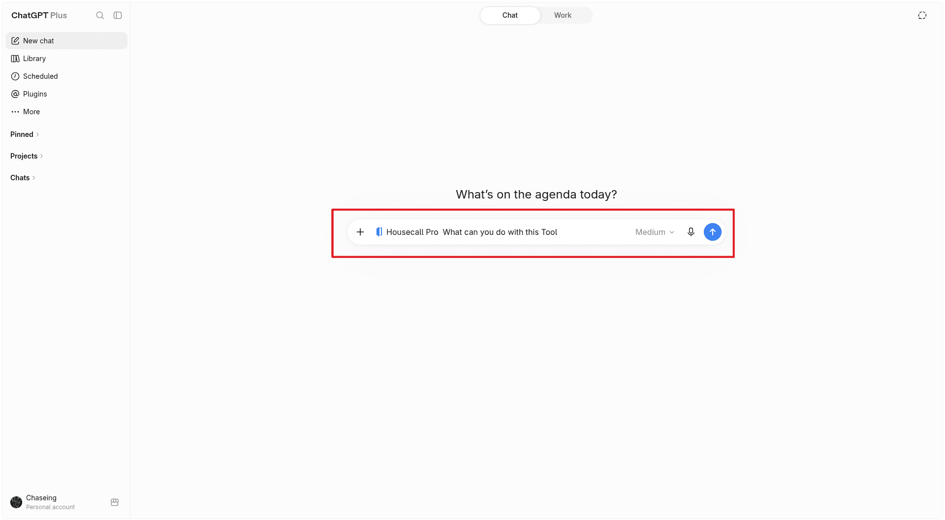 Tag Housecall Pro in a ChatGPT conversation and ask what it can do